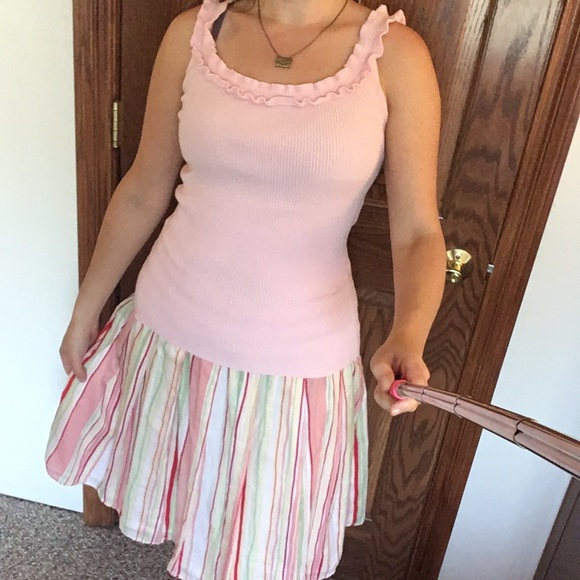 INC Ribbed Pink Ruffle Tank Top - Picture 5 of 8